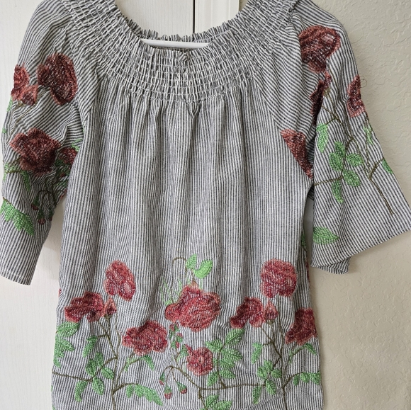 Studio West Tops - Vintage Floral Embroidered Women's Top